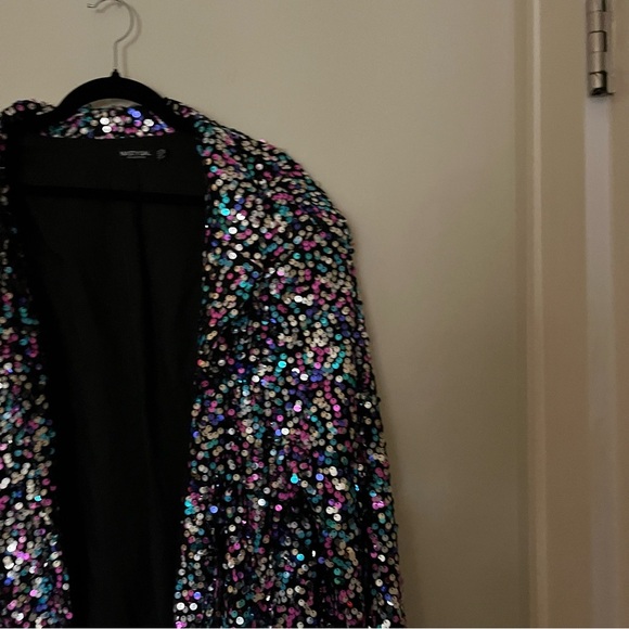 NWOT Nasty Gal Oversized Rainbow Sequinned Jacket - Picture 10 of 10